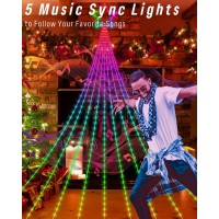 Outdoor Yard Tree Decorations Lights, Smart Diy Custom Display 11.8Ft 64 Modes Yard Waterfall Christmas Tree String Lights App Control 344Led Rgb Color Changing Music Timer For Xmas Outside