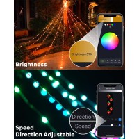 Outdoor Yard Tree Decorations Lights, Smart Diy Custom Display 11.8Ft 64 Modes Yard Waterfall Christmas Tree String Lights App Control 344Led Rgb Color Changing Music Timer For Xmas Outside