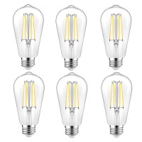 Wihtu Vintage Led Edison Bulbs, 6W Equivalent 60W, St58 Antique Led Filament Bulbs, Led Light Bulbs With 95+ Cri, High Brightness Daylight 4000K, 900Lumens, E26 Medium Base, Clear Glass, 6-Pack