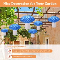 4Pcs Mushroom Shaped Paper Lanterns, Windspeed Large Paper Lantern Mushroom Shaped Paper Lantern For Nursery Garden Christmas Party Decoration 8 Inch, 12 Inch (Blue)