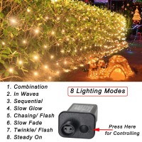 Warm White Net Lights, 360 Led Christmas Net Lights Outdoor, 21Ft X 5Ft Large Net Mesh String Lights, 8 Modes Twinkle Lights Connectable Plug In For Bushes Halloween Hedge Yard Garden Party Decor