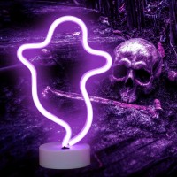 Ghost Neon Signs Halloween Lights Led Signs Ghost Shape Spooky Neon Lights For Christmas Wall Party Bedroom Decorghost With