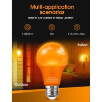 Orange Light Bulbs 4 Pack A19 Halloween Light Bulbs Led Orange Bulb Outdoor 9W 60 Watt Equivalent E26 Colored Light Bulb