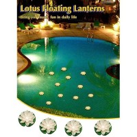 12 Pcs Floating Pool Lights Lotus Floating Lanterns Led Lifelike Floating Lamp Battery Operated Lily Pad Flower Candle Fun Pool