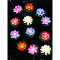 12 Pcs Floating Pool Lights Lotus Floating Lanterns Led Lifelike Floating Lamp Battery Operated Lily Pad Flower Candle Fun Pool