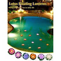 12 Pcs Floating Pool Lights Lotus Floating Lanterns Led Lifelike Floating Lamp Battery Operated Lily Pad Flower Candle Fun Pool