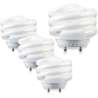 Sleeklighting 18Watt T2 Spiral Cfl Gu24 Base Puck Light Bulb 3500K 1170Lm Ul Listedcompact Fluorescent White Light 4Pack