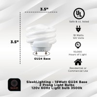 Sleeklighting 18Watt T2 Spiral Cfl Gu24 Base Puck Light Bulb 3500K 1170Lm Ul Listedcompact Fluorescent White Light 4Pack