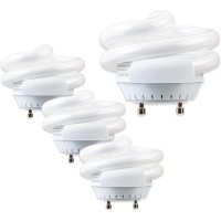 Sleeklighting 13Watt T2 Spiral Cfl Gu24 Base Puck Light Bulb 3500K 800Lm Ul Approvedcompact Fluorescent White Light 4Pack