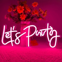 Lets Party Neon Sign Led Neon Lights For Bedroom Wall Decor Art Decorative Lights For Bachelorette Party Engagement Party B