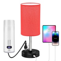 Bedside Lamp Touch Control Table Lamp With Usb C A Charging Port 2Ac Outlet 3Way Dimmable Bedside Nightstand Lamps With Rou