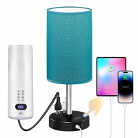 Bedside Lamp Touch Control Table Lamp With Usb C A Charging Port 2Ac Outlet 3Way Dimmable Bedside Nightstand Lamp With Roun