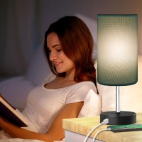 Bedside Lamp Touch Control Table Lamp With Usb C A Charging Port 2Ac Outlet 3Way Dimmable Bedside Nightstand Lamp With Roun