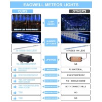 Eagwell Blue Meteor Lights Outdoor, 20 Inches 20 Tube 1080 Led Meteor Shower Rain Lights Waterproof Cascading Lights Falling Rain Lights For Garden Yard Porch Wedding Party Christmas Tree Decor