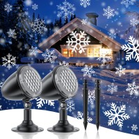 Christmas Snowfall Led Light Projector, Christmas Decorations Outdoor 2 Sets, Halloween Window Projector, Rotating Waterproof Snowfall Landscape Decorative Lighting For Wedding Indoor Garden Party