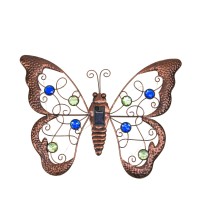 Globrite Metal Butterfly Wall Art Light | Butterfly Garden Ornaments Outdoor Led Light With White Glow | Solar Garden Lights For Wall, Garden, Christmas Decorations And Gardening Gifts