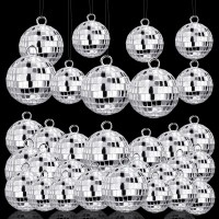 40 Pcs Disco Balls Ornaments Silver Mini Disco Balls Reflective Mirror Ball Cake Decoration 70S Disco Party For Christmas Holida