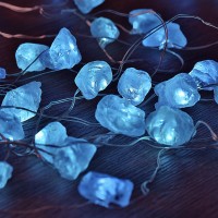 Miya Life Natural Celestite String Lights Real Blue Stones Usbbattery Powered 9Ft 30 Leds Tumbled Rough Stone With Remotetime