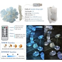 Miya Life Natural Celestite String Lights Real Blue Stones Usbbattery Powered 9Ft 30 Leds Tumbled Rough Stone With Remotetime