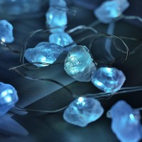 Miya Life Natural Celestite String Lights Real Blue Stones Usbbattery Powered 9Ft 30 Leds Tumbled Rough Stone With Remotetime