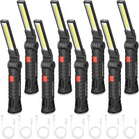 8 Pcs Fathers Day Dad Gifts Rechargeable Led Work Light With Magnetic Base And 360Rotate Magnetic Rechargeable Flashlights For M