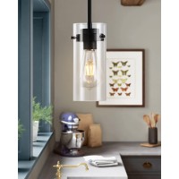 Eapudun Pendant Lights 2 Packs Hanging Lights Fixtures Clear Glass Shade Kitchen Lighting Matte Black Farmhouse Kitchen Din