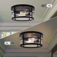 Darkaway Lighting Fixtures Ceiling Flush Mount Light Fixture, 11.6 Inch Hallway Ceiling Light Matte Black Outdoor Ceiling Light With Clear Glass For Porch Kitchen Living Room 2-Light