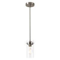 Eapudun Pendant Light Fixtures Brushed Nickel Finish Kitchen Lights Ceiling Clear Glass Pendant Lights Kitchen Islandpda1353