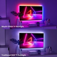 Maylit Smart Wifi Tv Led Backlight, 6.56Ft Icrgb Led Lights For Tv 40-60In, 4Pcs Usb Powered Tv Lights Kit With Remote And App Control, Works With Alexa & Google Assistant, Bias Lighting For Hdtv