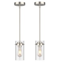 Eapudun Pendant Light 2 Packs Kitchen Lights Ceiling Hanging Kitchen Light Fixtures Brushed Nickel Finish Farmhouse Pendant