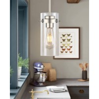 Eapudun Pendant Light 2 Packs Kitchen Lights Ceiling Hanging Kitchen Light Fixtures Brushed Nickel Finish Farmhouse Pendant