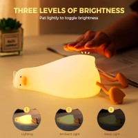 Augot lying flat duck night light is made of BPAfree washable highquality silicone the surface is soft and smooth comfortable to touch safe to use with warm and soothing dimmable light ideal for use in bedrooms dorms apartments Perfect gift for kids boys 