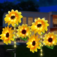 Mmhf Outdoor Solar Garden Stake Lights,Upgraded Solar Powered Sunflower Light With 42 Led, Waterproof Solar Decorative Lights For Garden, Patio, Backyard (2 Pack New)