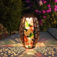 Solar Lanterns Outdoor Light Solar Powered Led Hummingbird Glass Lights Decorative Waterproof Tabletop Lamp With Hollowedout