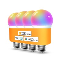 Refoss Smart Bulbs Works With Apple Homekit, Color Changing Smart Light Bulbs Compatible With Siri, Alexa And Google Home, A19 Led Bulb, E26 Fitting, 2700K-6500K Dimmable, 9W 810 Lumens, 4 Pack