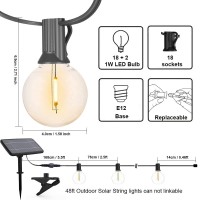 Sufeimas Solar String Lights Outdoor - 48 Ft Commercial Grade Waterproof Patio Lights With 18 Edison Bulbs - Shatterproof Led Solar Powered Outdoor String Lights For Outdoors, Outside, Patio - 1W Led