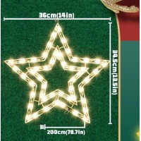 Justpro Christmas Window Silhouette Lights Lighted Star Double Sided Decorations With 50 Count Incandescent Mini Light For Hol