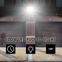 Xycn 3 Pack 100W Led Flood Light Ip66 Waterproof Outside Flood Light 11500Lm Super Bright Outdoor Security Lights 5000K Dayli