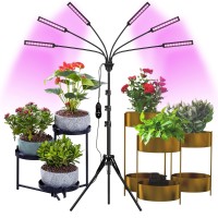 Aukphie Plant Light For Indoor Plants, Full Spectrum Led Grow Lights With Stand, Auto On/Off Timing 1-19H & 11 Brightness Levels, Grow Lights For Seed Starting With 504 Leds.(6 Light Heads)