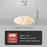 Dunmw Led Cloud Pendant Light Ceiling Lamp Chandelier Children'S Room Ceiling Lamp, For Bedroom, Living Room, Boys Or Girls Room, 48W, Stepless Dimmable, 17.8 Inches