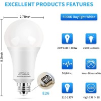 Ledera 150 Watt Led Bulb, Energy Saving 23W Daylight Bulb 5000K, 2500 Lumens Super Bright 150W-200W A21 Led Bulb, No-Flikcer, E26 Medium Base, For Home Office Mall Factory, Non-Dimmable