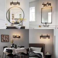 Ralbay Black Bathroom Vanity Light, 2-Lights Industrial Bathroom Light Fixtures Over Mirror With Globe Glass Shades, Farmhouse Bath Lighting(Exclude Bulb)