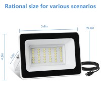 Ufond 3000 Lumen Led Flood Lights Outdoor Waterproof Security Lights 30W Floodlight With Plug Adjustable Heads 2 Pack