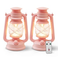 Furora Lighting Pink Led Lantern Pack Of 2 With 6/18 Timer, 9.7