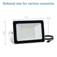 Ufond 5000 Lumens Led Flood Light With Plug 50W Waterproof Outdoor Floodlight Adjustable Lighting Angle Security Lights Wall Lig