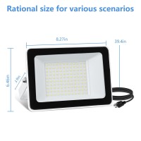 Ufond 10000 Lumens Led Flood Lights 100W Outdoor Waterproof Floodlights Lighting Angle Adjustable Portable Light With Plug For