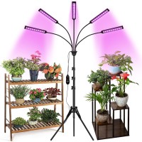 Plant Light For Indoor Plants, Full Spectrum Led Grow Lights With Tripod Stand, Timing 1-19Hrs & Auto On/Off, 11 Levels Dimmable Grow Lights For Seed Starting With 420 Leds.