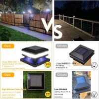 Sumaote Solar Post Lights 160Lm 52 Led 6X6 Post Solar Lights Outdoor Fence Deck Post Cap Lights Fit 4X4 5X5 6X6 Wood Posts Ip