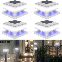 Sumaote Solar Post Cap Light 52 Led 160Lm Solar Post Lights Outdoor Waterproof 6000K White Fence Post Solar Lights For Garden P