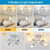 Egm 4Light Modern Sputnik Chandelier Mid Century Ceiling Light Fixture Chrome Semi Flush Mount Ceiling Lights For Dining Room